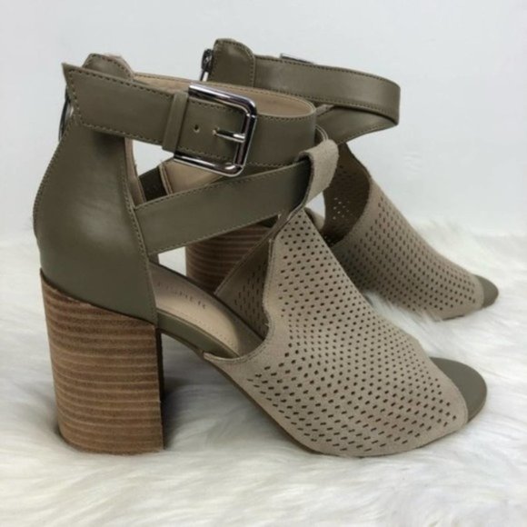 Marc Fisher Stacked Heel Open Toe Booties - Picture 2 of 7